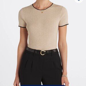 Women's Tan Short Sleeve Bodysuit